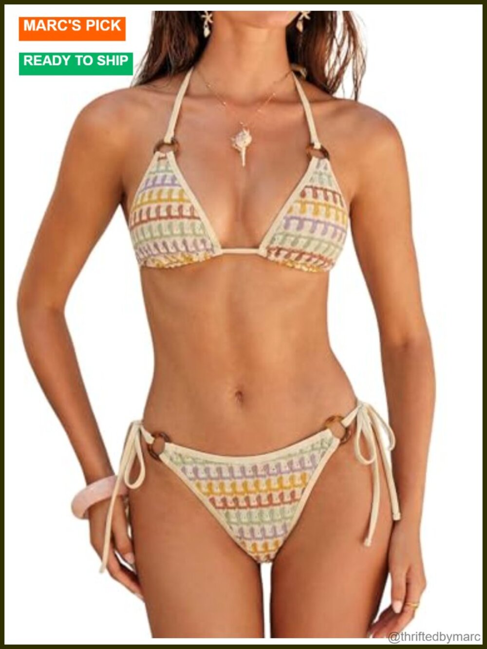 Sexy Halter String O Ring Triangle Bikini Set Two Piece Swimsuits